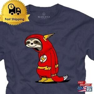 Flash Sloth Funny Animal Superhero Graphic Unisex T-Shirt